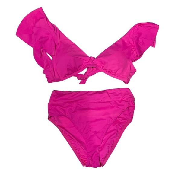 Like New - La Blanca Ruffle Bikini - Pop Pink - Size 8 - Picture 5 of 6